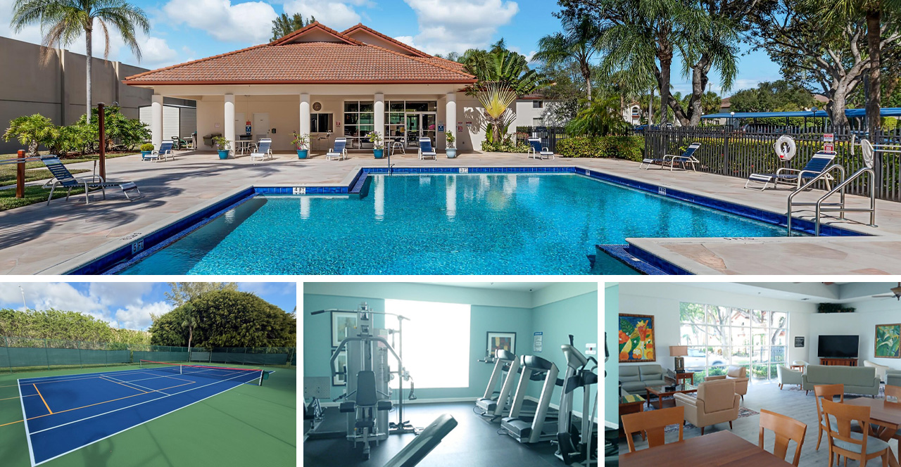 San De Vance pool, club house, gym and tennis court.